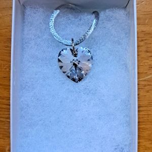 Silver Star Crystal Heart Necklace